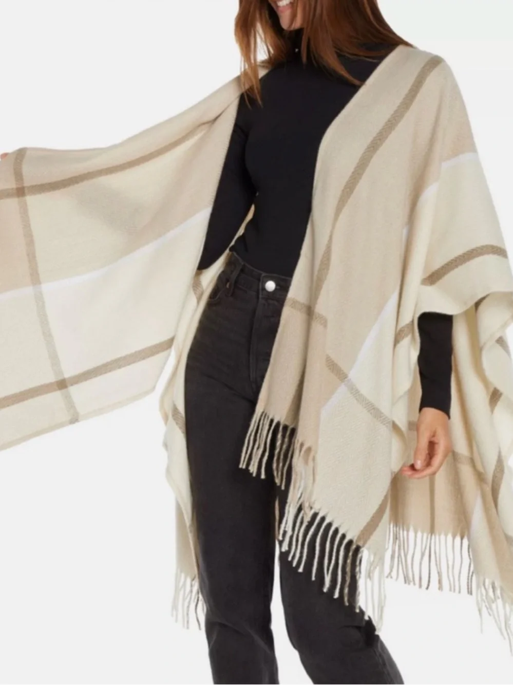 NWT Woolrich Plaid Fringe Blanket Wrap